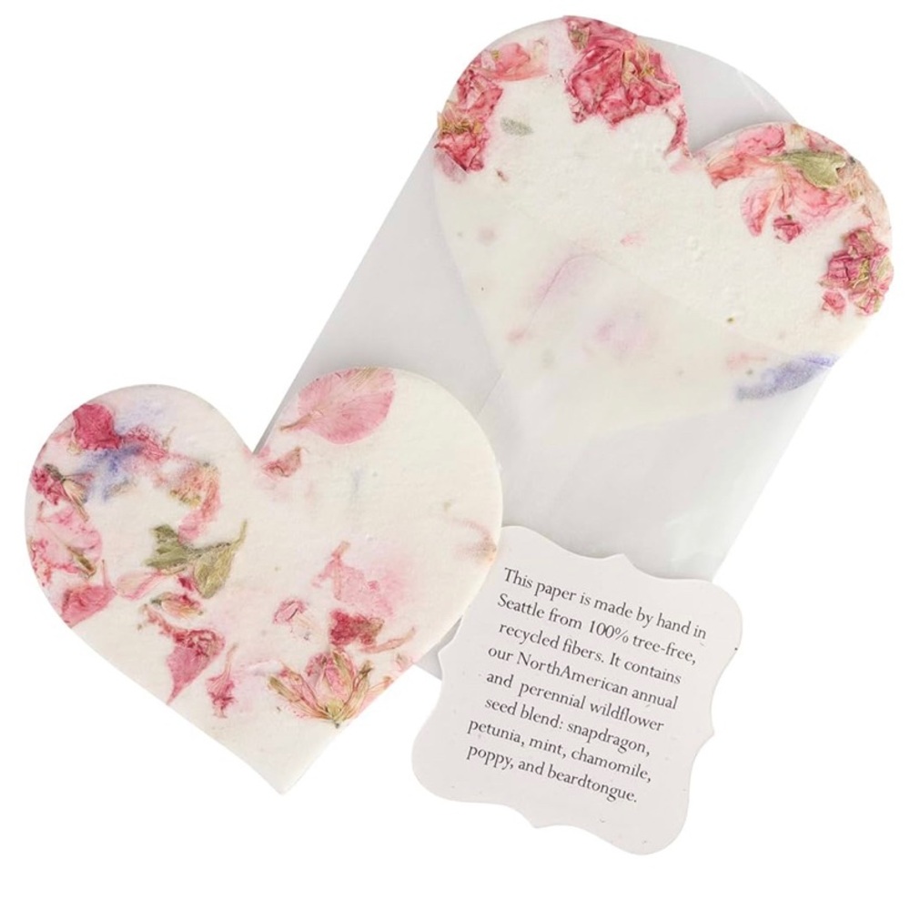 Set of 24 pink heart-Pantable seed papel for bridal shower, weddings, and gifts